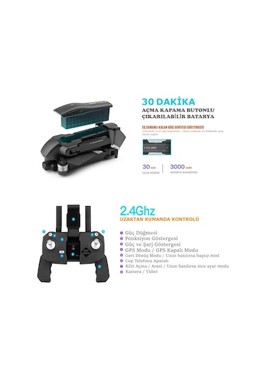 Cyclone 30DK Uçuş 4K 5g Wifi Gps Drone Çift Eksen Gimbal Kamera Fırçasız Motor Katlanabilir Taşıma Çantalı