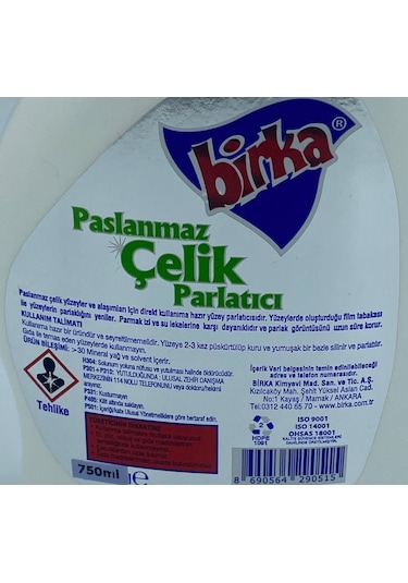 Birka Krom Paslanmaz Çelik Yüzey Parlatıcısı 750 ML