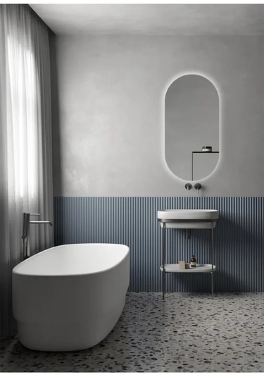 Fawdecor Led Işıklı Oval/kapsül Duvar Aynası 110 X 110 Beyaz Işık