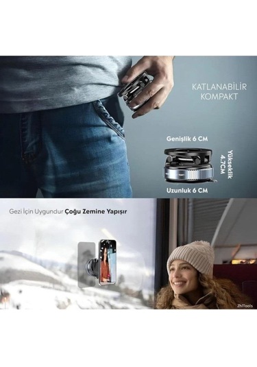 Zhltools Vakumlu Manyetik Araç İçi Telefon Tutucu Siyah