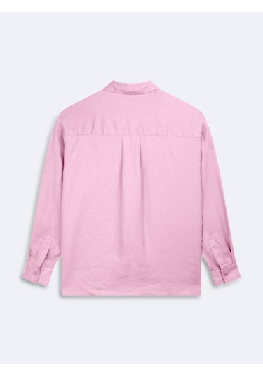 LTB Uzun Kollu Basic Düğmeli Pembe Gömlek Pembe