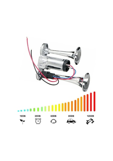 12v Araç Elektrikli Korna İçin 600db Güçlü Ses Çift Tüp Metal Araba Kornası