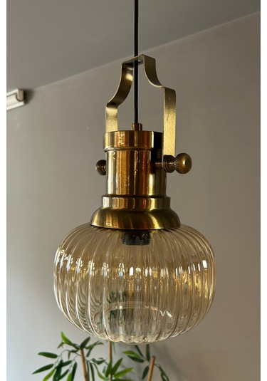 Mola Cam Bal Rengi Tekli Avize Silindir Eskitme Başlık Retro Sarkıt Lamba Restoran Salon Aydınlatma Bal