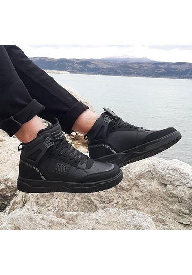 Dunlop 2238-2243 Siyah, Fuspetli Ortapedik Boğazlı  Basket Spor Ayakkabı AYKSAYAK-000490