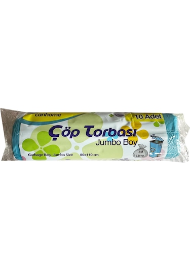 Canhome Jumbo Boy Çöp Torbası Poşeti Mavi 210 G 80 L 10'lu 1 Rulo 80 x 110 CM