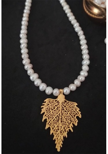 24k Altın Kaplama 1. Kalite Gerçek İnci Yaprak Detaylı Tasarım Fa Çok Renkli