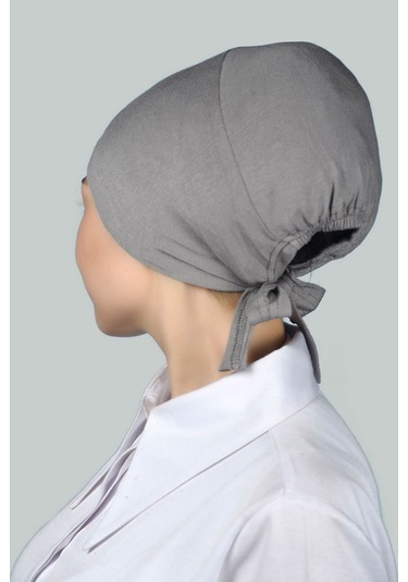 Altobeh Kadın Pratik Dikişsiz Bağcıklı Kaymayan Tesettür Penye Bone - Gri