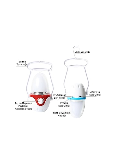 LED IŞILDAK LAMBA ŞARJLI - PARLAKLIĞI AYARLANABİLİR (DIMMER)