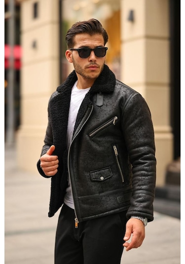 Mero Life Napa Deri İçi Full Kürklü Yüksek Kalite Slim Fit Erkek Mont - Siyah Mero Life Napa Deri İçi Full Kürklü Yüksek Kalite Slim Fit Erkek Mont - Siyah