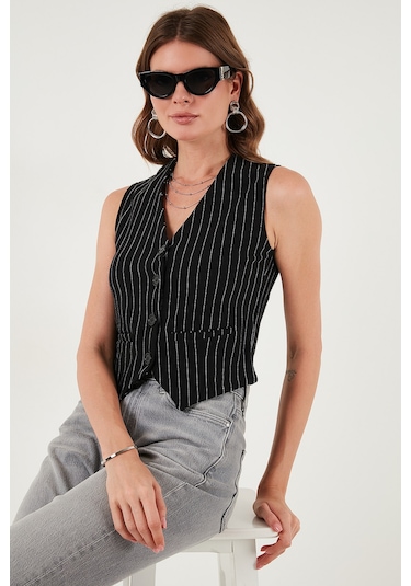 Lela Bayan Yelek 5865971 Siyah-beyaz Siyah-beyaz