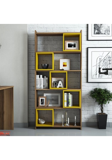 Variant Box Kitaplık Ve Çalışma Masası Takımı - Ceviz / Sarı