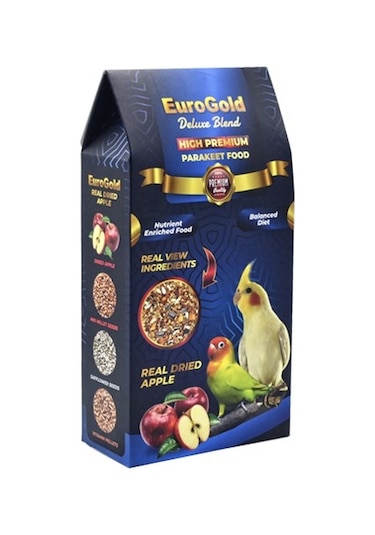Eurogold Deluxe Gerçek Elmalı Premium Sultan Papağanı Yemi 1 KG