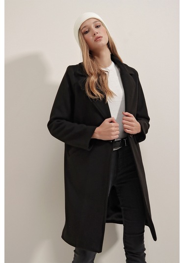 Bigdart 9085 Kaşe Kadın Kaban Siyah 001