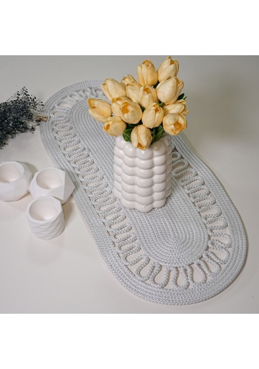 Zengin Design Home Zdh-801 Oval Runner Beyaz