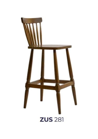 Sandalye Zus281 Kafes Model Yüksek Cafe/Mutfak Ahşap Kayın Iskele Ceviz