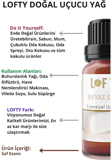 Lofty Lavanta Beyaz Sabun Uçucu Yağ Buhurdanlık Esansı Oda Kokusu 10 ML