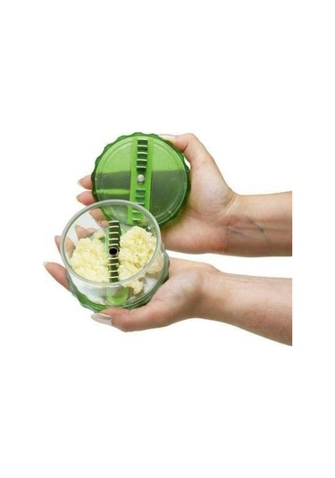 Zhltools 2 Farklı Bıçaklı Hazneli Kapaklı Pratik Sarımsak Soğan Rendesi Yeşil