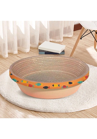 Suntek Karton Kedi Scratcher Yatak Kase Balık-deseni-55cm
