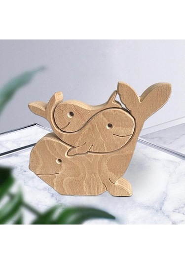 Pazly Suntek Hediyesi Hayvan Günü Dekoru Balinalar Anneler Ahşap Ey