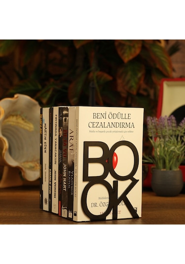Book Yazı Desenli Model Kitap Desteği - Ev Ve Ofis Dekoratif Este