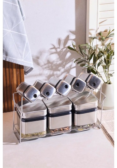 Cubıc 7'li Standlı Baharat Takımı Seffaf ŞEffaf