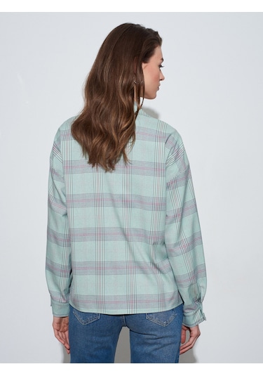 Dilvin 50540 Pileli Oversize Gömlek-yeşil