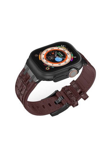 Novahub İos Watch Uyumlu Se 2023 40mm Timsah Dokusu Sıvı Silikon Saat Bandı Siyah Koyu Kahverengi, Ergonomik Tasarım