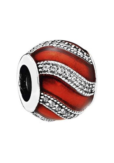 Nur Silver Beyaz Taşlı Dalga Tılsımı Gümüş Charm Nur-bl12459