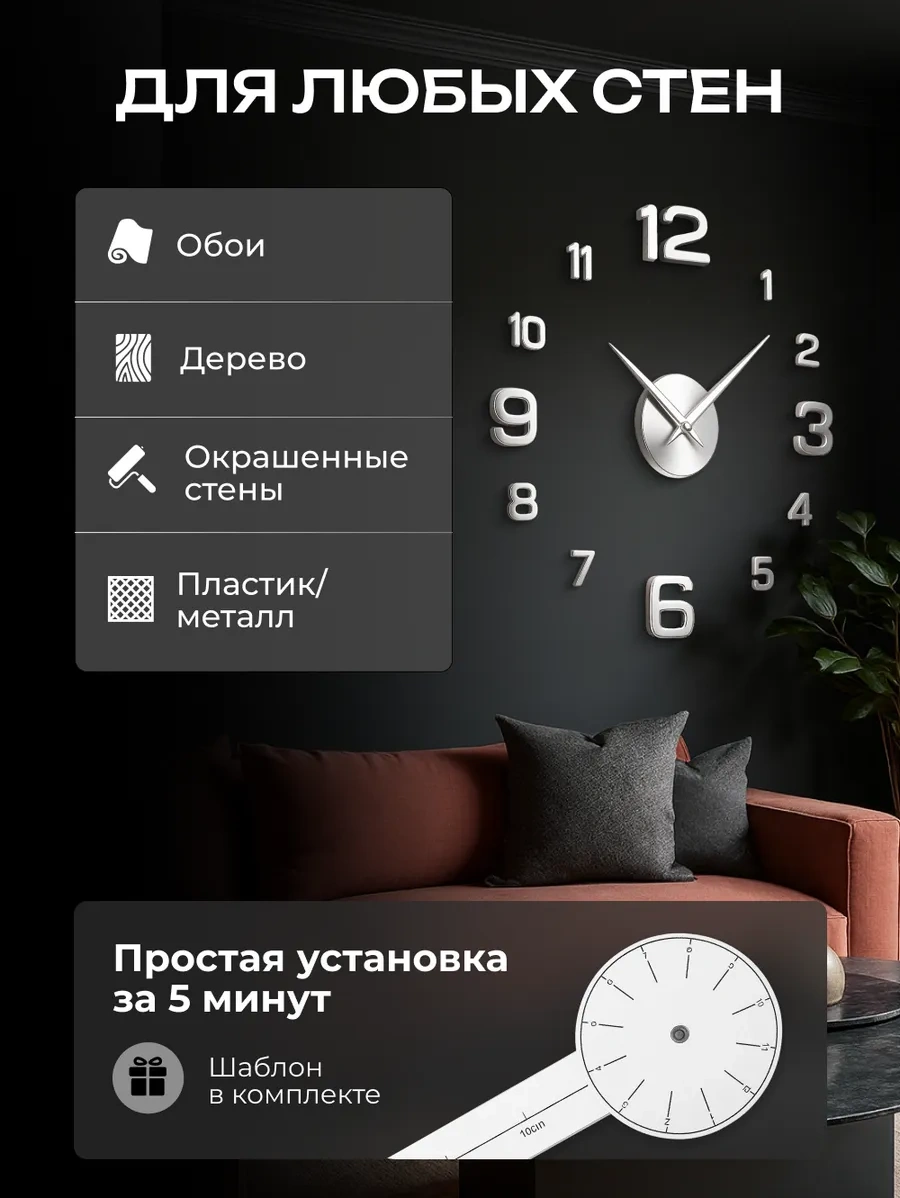 Casy Market Duvar Dekorasyonu İçin Kendinden Yapışkanlı Rakamlı Duvara Asılan Duvar Saati 233994035 Beyaz