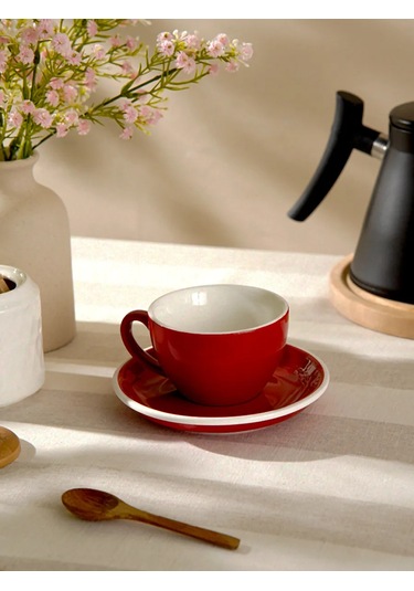 Magistro Çay Ve Kahve İçin Hediyelik 200 Ml Bardak, Tabaklı. 237641966 Kırmızı