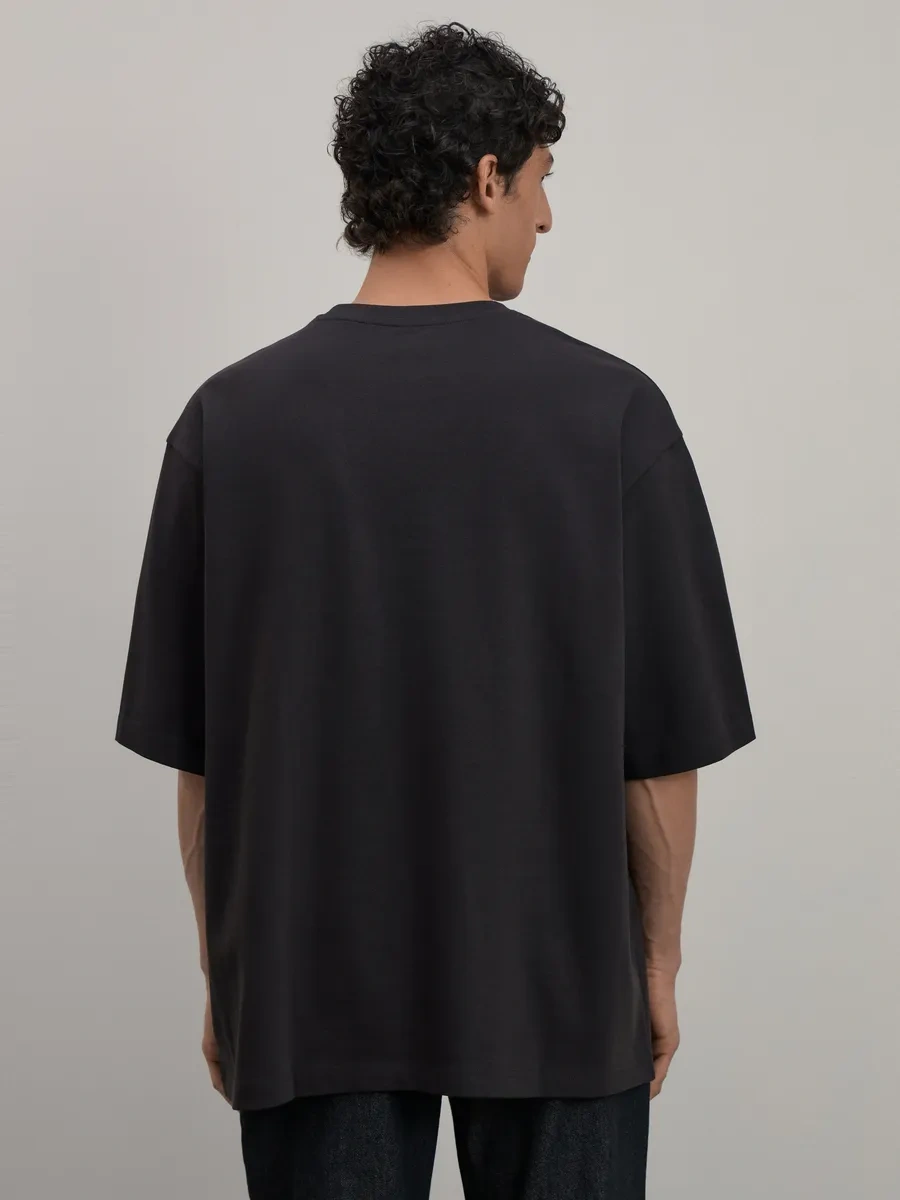 Zarına Pamuklu Temel Oversize Tek Renkli Tişört 270589701 Koyu Gri