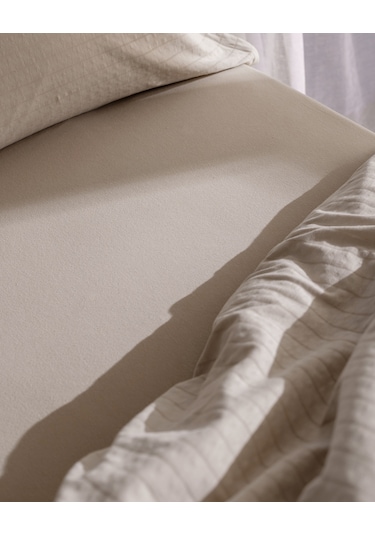 Madame Coco Marlene Tek Kişilik %100 Pamuk Penye Lastikli Nevresim Takımı - Bej 8684427198971 Ekru