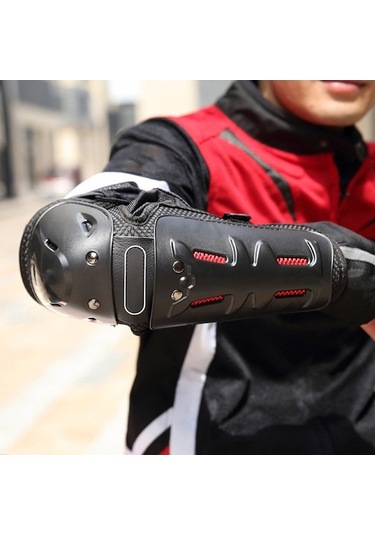 Kangvka Hallow Motosiklet Diz Ve Dirsek Koruyucu Seti - Siyah, 4 Parça, Darbeye Dayanıklı, Ayarlanabilir Kanca, Antibakteriyel Saklama Çantası Siyah