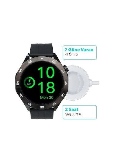 Logia HT04 46 Mm Silikon Kordon Çinko Alaşım Kasa Akıllı Saat (İthalatçı Garantili)