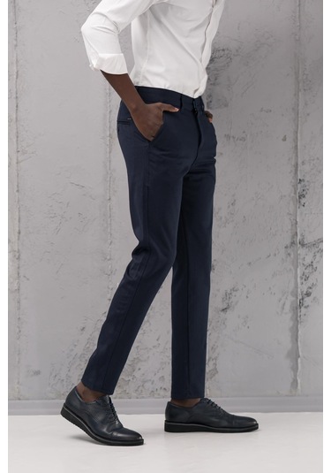 Slimfit Pamuklu Likralı Esnek Mevsimlik Kumaş Pantolon Lacivert