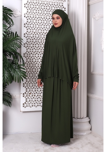 2 Parça Pratik Namaz Elbisesi 8016 Haki