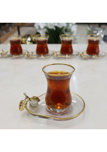 Özel Seri 6 Lı Çay Seti Hediyelik Çay Takımı Altın