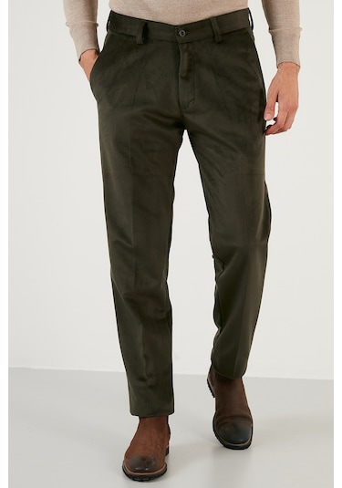 Buratti Normal Bel Regular Fit Düz Paça 2'Li Paket Erkek Kadife Pantolon 645Merlins2 Antrasit-Haki