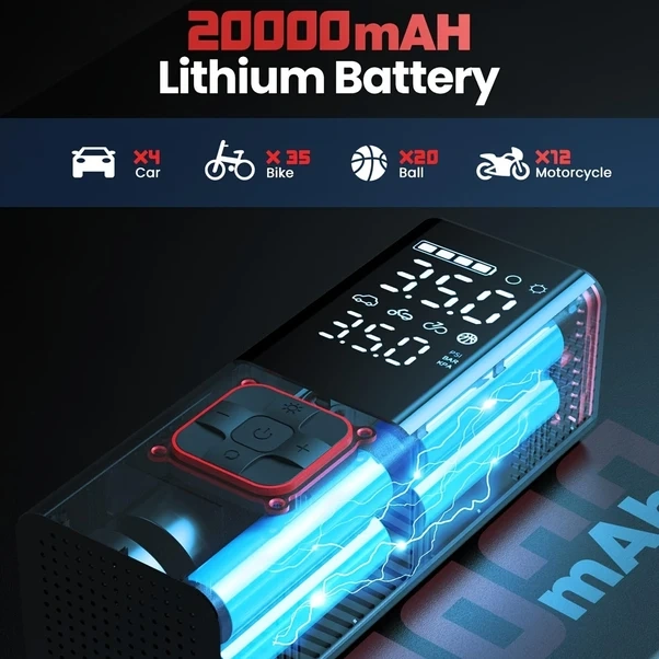 Oldfriend 20000mah Portatif Şarjlı Inflator Lastik Pompası 150psı Araba Bisiklet Motor