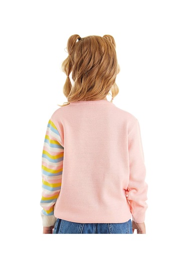 Denokids Unicorn Kız Çocuk Pembe Triko Kazak Çok Renkli