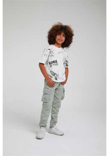 Escabel Erkek Çocuk Dinazor Desenli Pamuklu Tshirt-12846-yeşil Yeşil