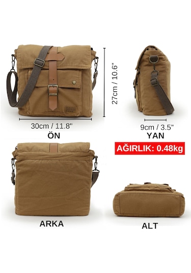 Old Cotton Cargo 7170 Camel Omuz Postacı Okul Çantası Camel
