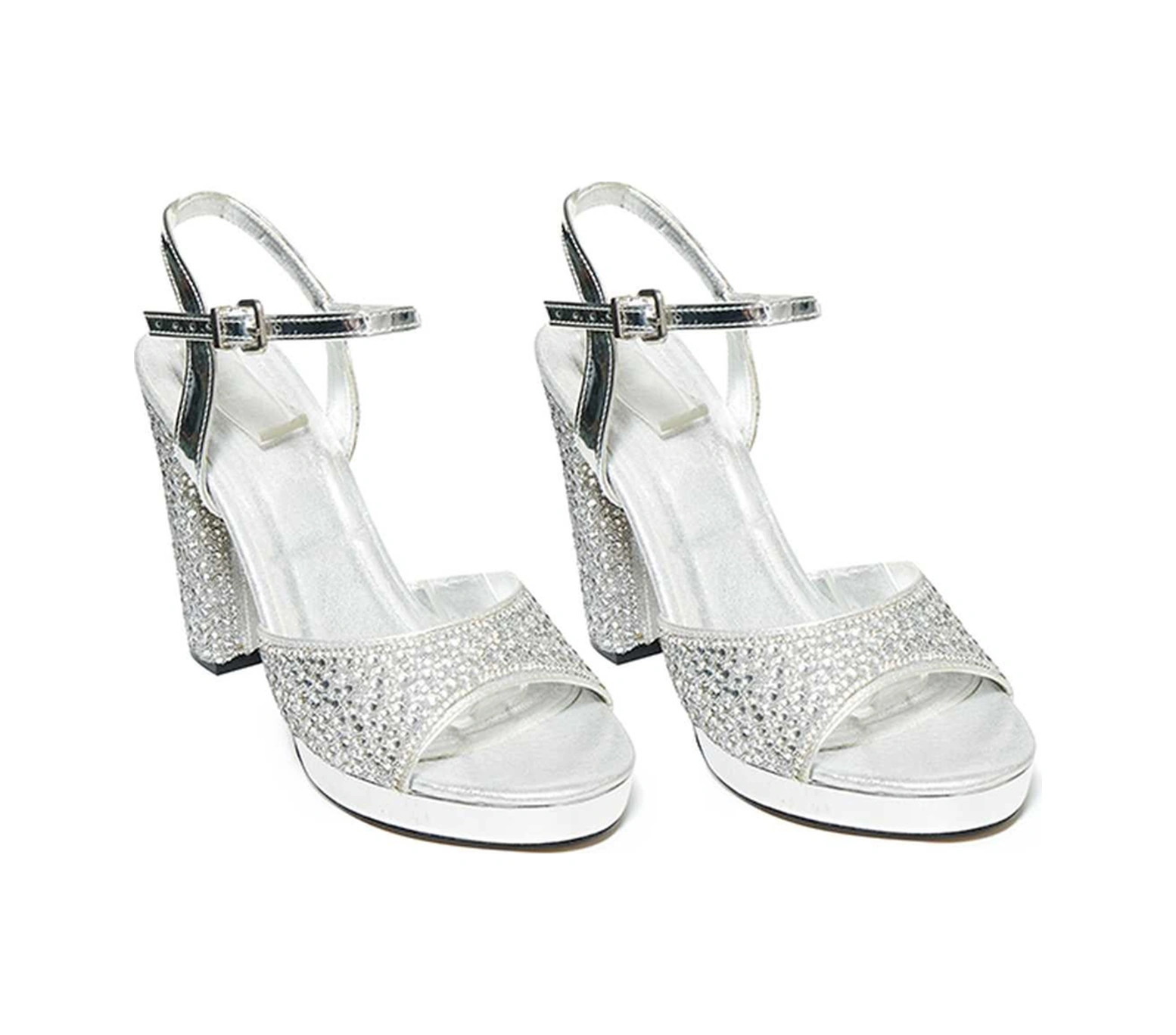 Bestello Taşlı Neolit Taban Kalın Topuklu Ayakkabı 331-390 Kadın Ayakkabı Gumus