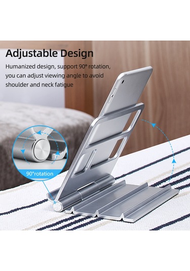 Moveevo Düzenli Masaüstü Folding Telefon Tablet Tutucu - Sabit Yapı, Kolay Taşınabilir, Gümüş Renkli Abs Ayaklı Stant