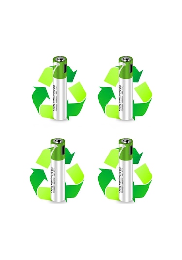 Usb Type-c Şarjlı 4 Adet Aaa 1.5v Lityum Kalem Pil 750mah Uzun Ömürlü