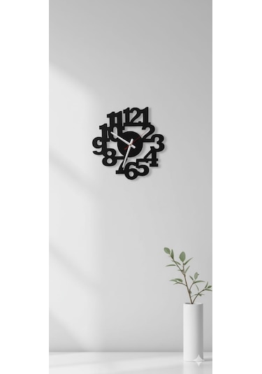 Modern Tasarımlı Duvar Saati Siyah