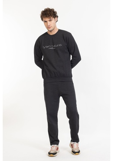 Erkek Kışlık Baskılı Eşofman Takımı Tampap Knt-01- Antrasit