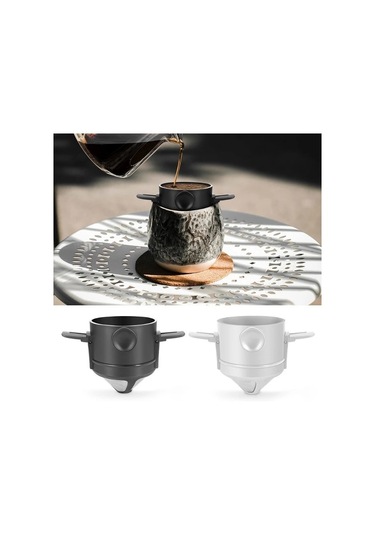 Oldfriend Siyah Paslanmaz Çelik Katlanır Kahve Filtresi - Askılı Kağıtsız El Yıkama