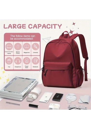 Honeybeeshop Siyah Büyük Kapasiteli Kadın Seyahat Sırt Çantası Hafif Uzay Temalı Çoklu Cep Ideal Siyah