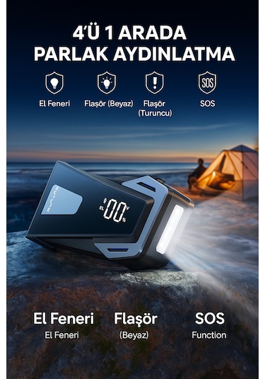 Buture BETA05 4000A 23800mah Taşınabilir Akü Takviye Kiti (Çanta + Led Lamba + Powerbank)